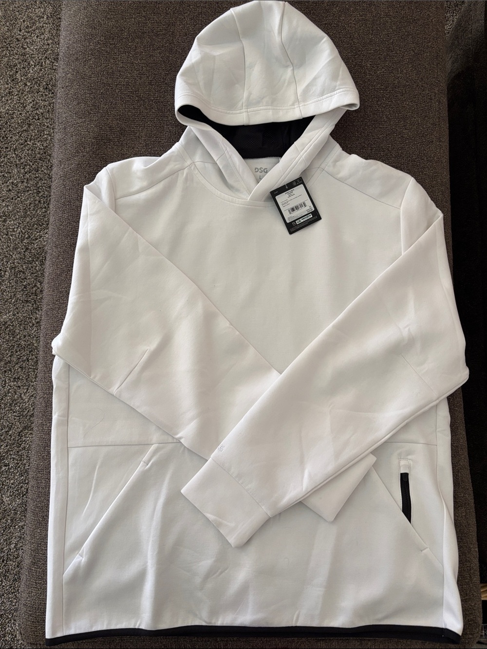 Men's White Performance Hoodie - Lightweight Pullover